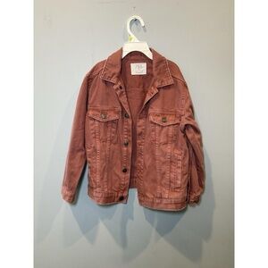 ZARA Kids Brick Red DENIM Jacket Pockets Cotton Size 7